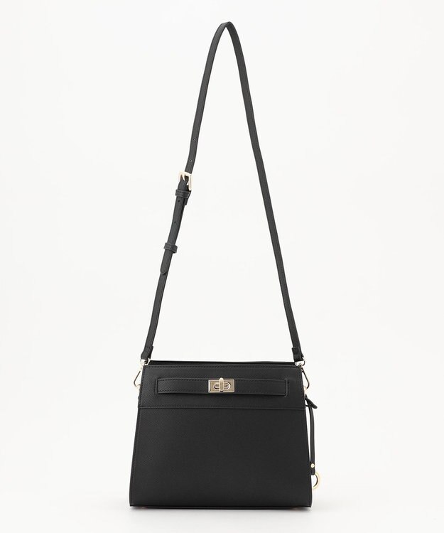 組曲 ベルトデザインスクエアショルダーバッグ ブラック系