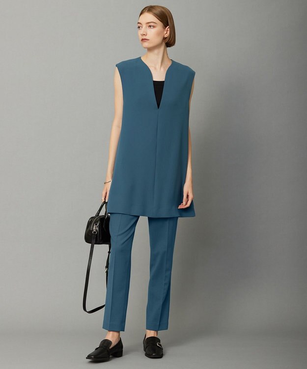 ICB L 【WEB限定カラーあり・洗える】 ライトダブルクロス べスト ダルブルー系