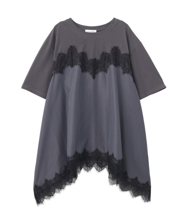 Green Parks レースキャミドッキングプルオーバー Gray