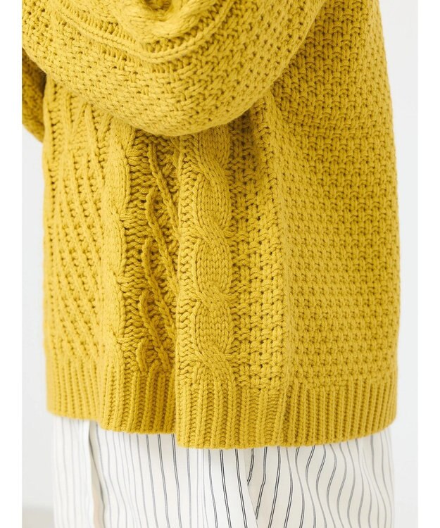 earth music&ecology ウォッシャブルケーブルプルオーバー Mustard