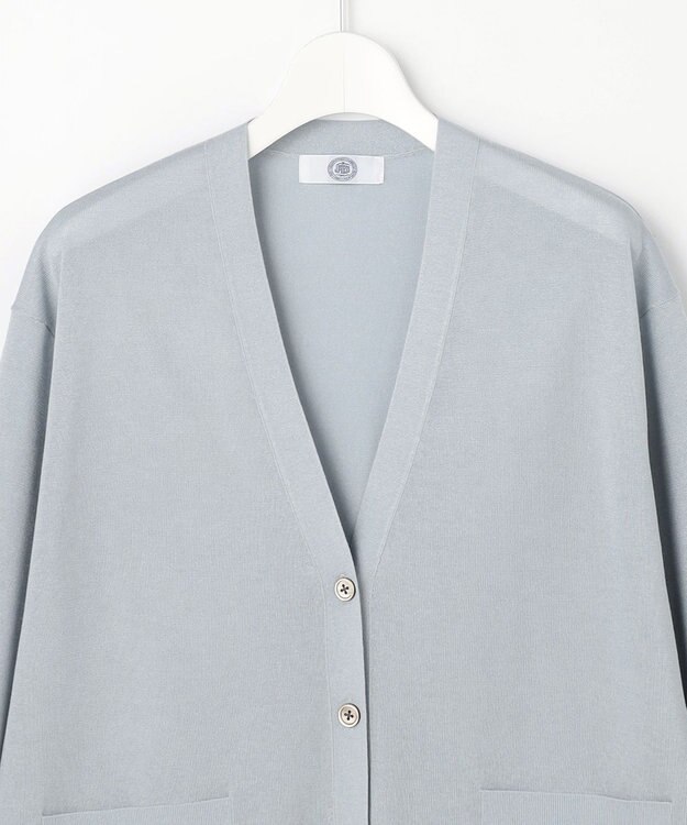 J.PRESS LADIES Vis/Pe スパーク ニット カーディガン グレイッシュブルー系