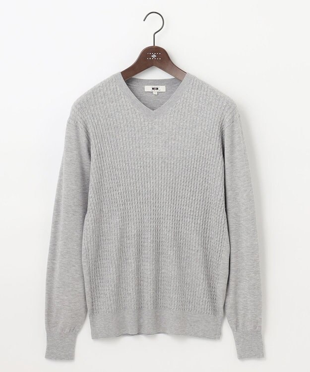 JOSEPH ABBOUD 【チクチクしない/イージーケア/3シーズン対応】 コンフォート Ｖネック セーター ライトグレー系