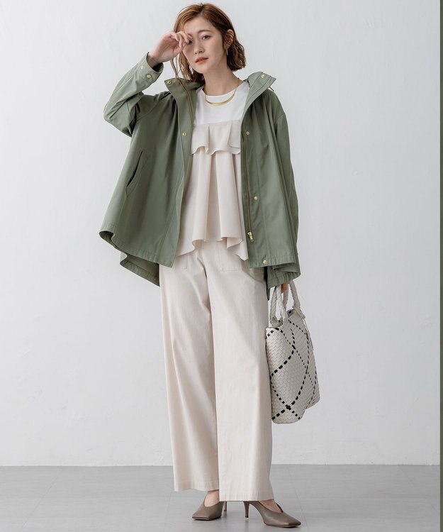 23区 S 【VERY3月号掲載/撥水加工】ライトツイル フーディーアウター カーキ系