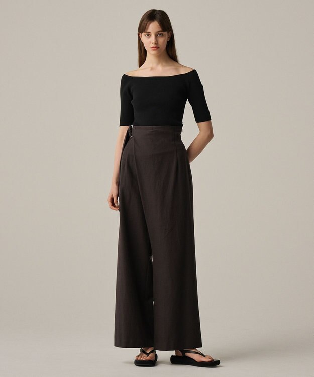 uncrave 【手洗い可】コットンリネンツイル パンツ（uncrave WHITE） ブラウングレー