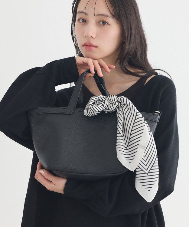 earth music&ecology スカーフSET 2WAYミニトートバッグ Black