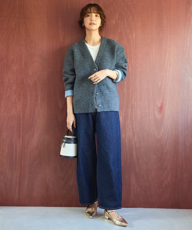 AMERICAN HOLIC ＶネックＷフェイスニットカーディガン Beige