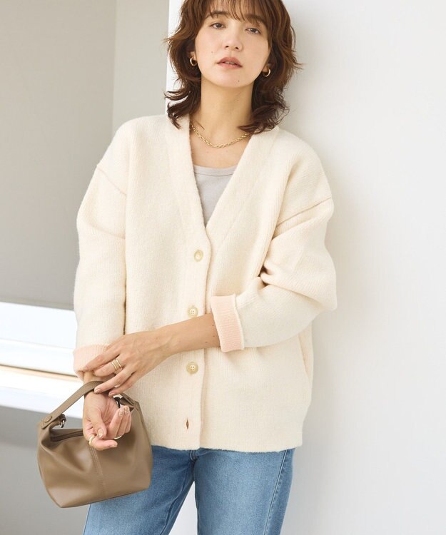 AMERICAN HOLIC ＶネックＷフェイスニットカーディガン Beige