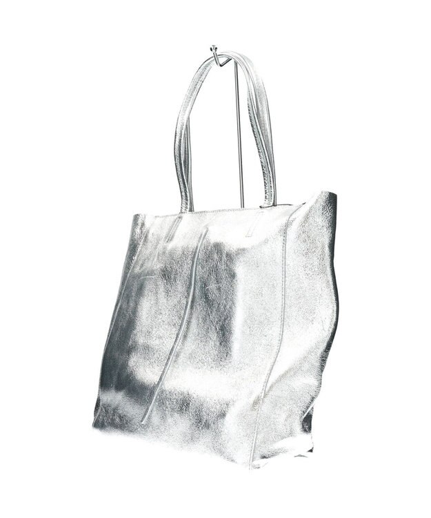 INTER-CHAUSSURES 【ANDREA CARDONE ITALI】メタリックレザートートバッグ シルバー