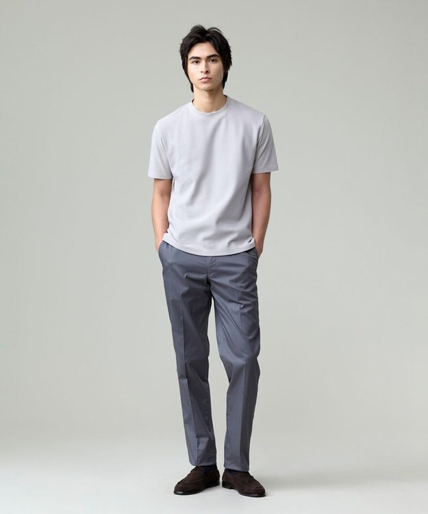 J.PRESS MEN 汗ばむ夏の最適解Tシャツ【UVカット / 接触冷感 】【J.PRESS PREMIUM JERSEY】無地コットン Tシャツ ライトグレー系