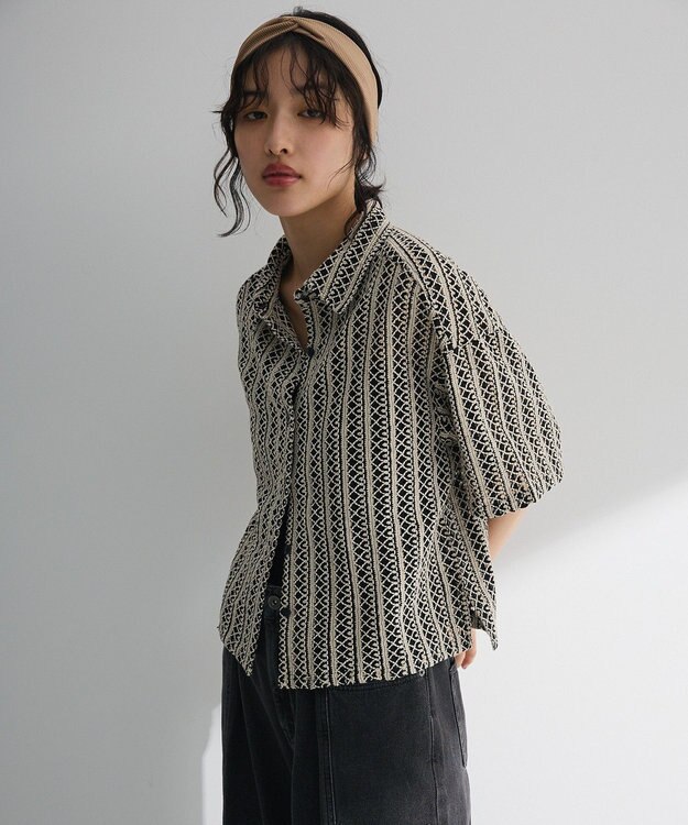 Green Parks インド綿 　衿付きレースシャツ