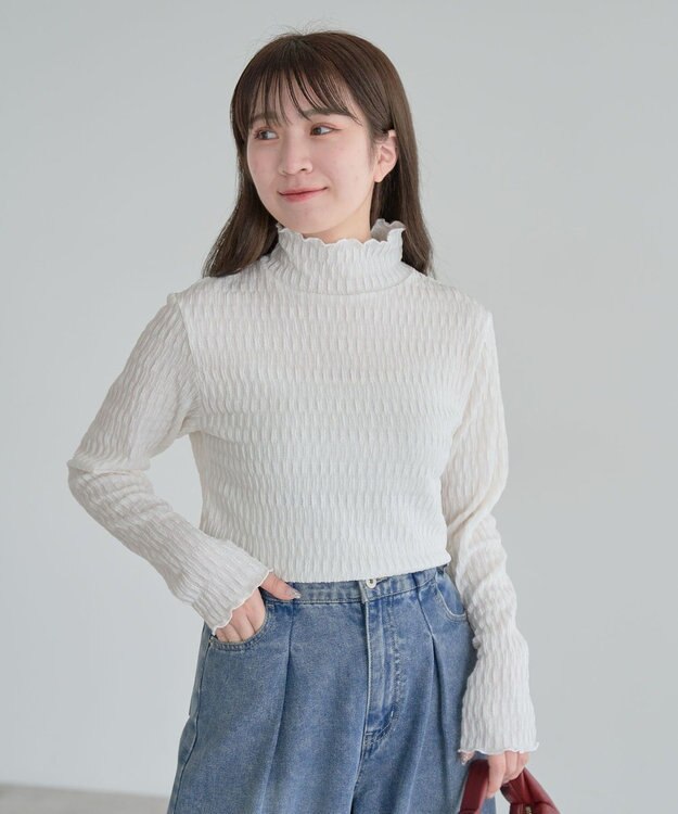 Green Parks ・Ｐｅｔｉｔ　Ｆｌｅｕｒ　ジャカードハイネックロンＴＥ Off White