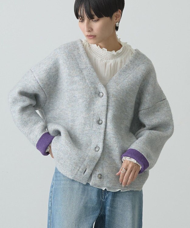 AMERICAN HOLIC ＶネックＷフェイスニットカーディガン Purple