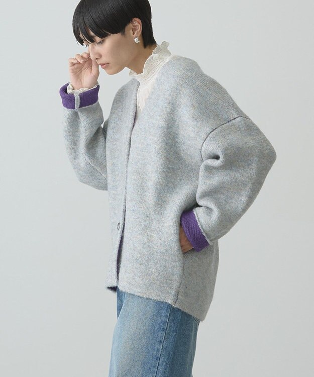AMERICAN HOLIC ＶネックＷフェイスニットカーディガン Purple