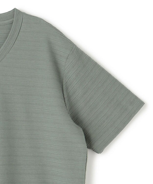 JOSEPH HOMME メランジリップル　Vネックカットソー ピーコックグリーン系