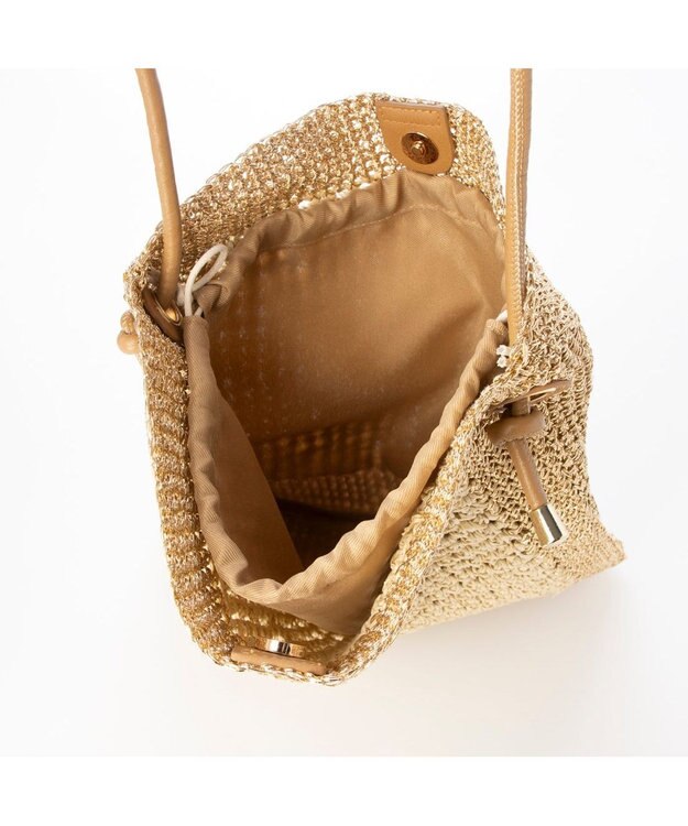 UNBILLION カシュカシュ cachecache / メタリックヤーンパネル編みトート ゴールド