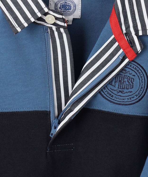 J.PRESS KIDS 【110-130cm】襟ストライプ ブロッキングポロシャツ ブルー系2