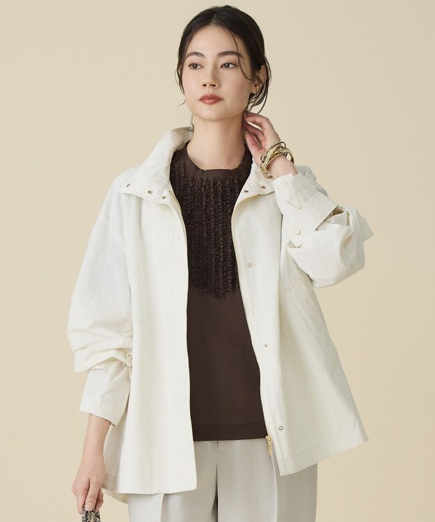 自由区 コットンリネンウェザーライト コート オフ