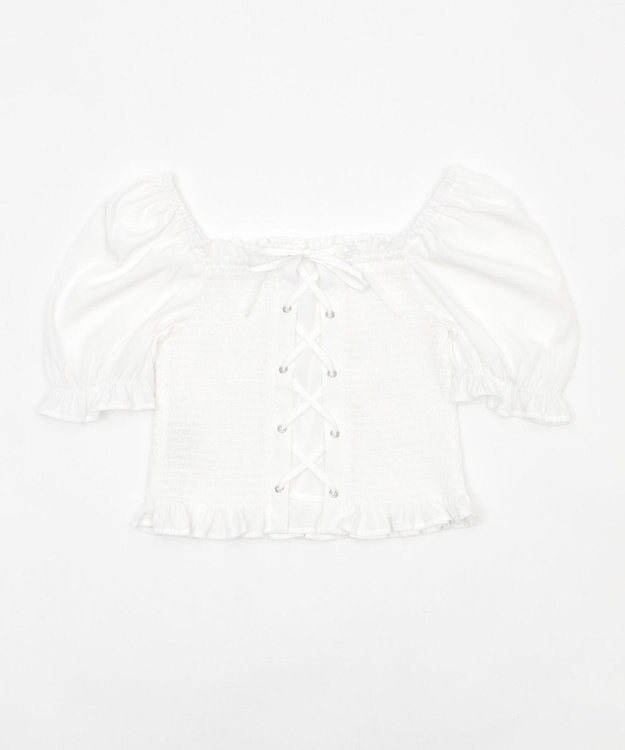 WEGO レースアップシャーリングブラウス ホワイト