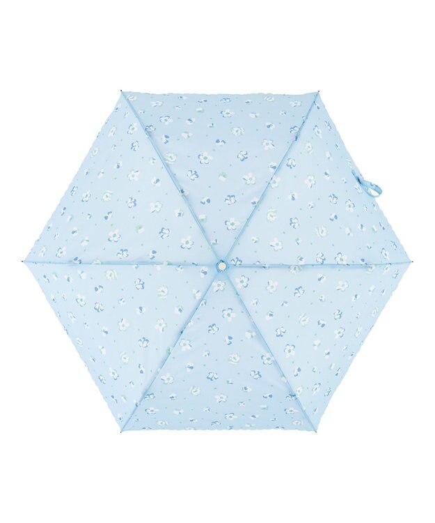 MOONBAT estaa 【耐風】折りたたみ傘 フォーリングフラワー UV サックスブルー