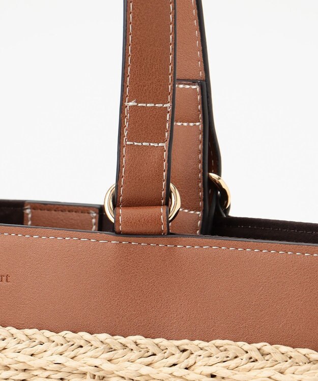 LA BAGAGERIE 【maison vert】 【ペーパー素材・多収納】ダブルハンドルかごバッグ キャメル