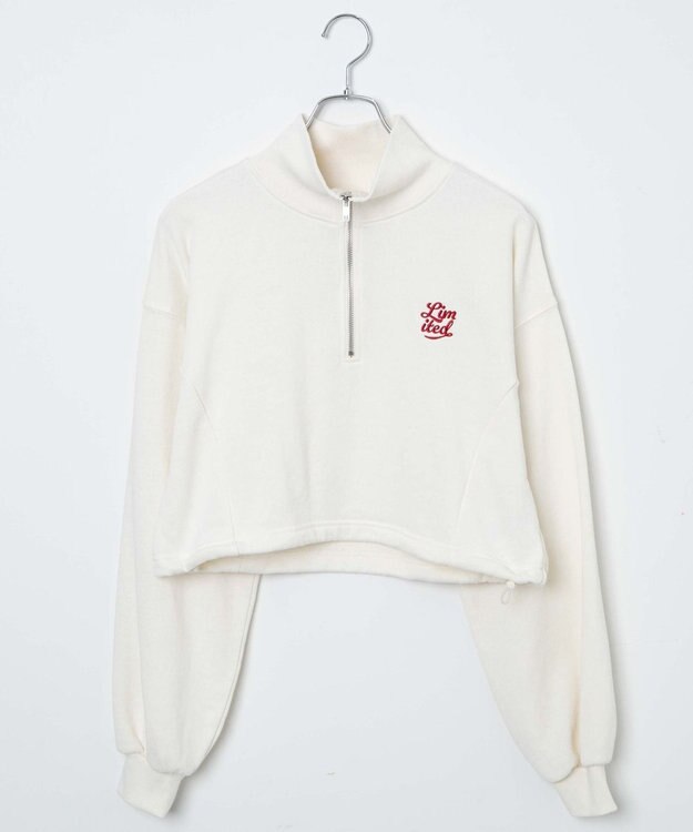 WEGO 【新色追加】ドロストデザインハーフZIPスウェット オフホワイト