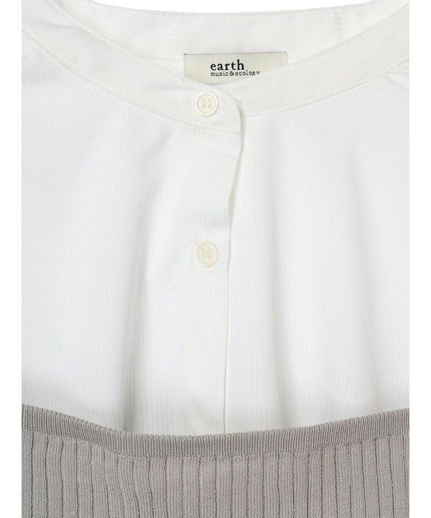 earth music&ecology ＳＥＴ２点ニットビスチェ＋ノーカラーシャツ Off White