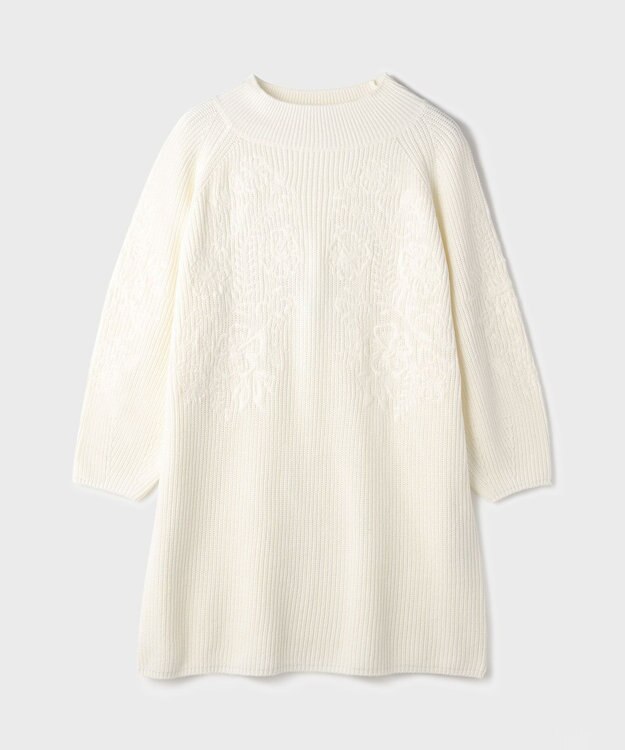 GRACE CONTINENTAL エンブロイダリーニットワンピース ホワイト