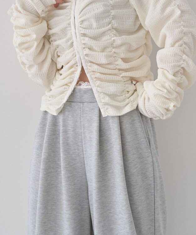 earth music&ecology レースレイヤード風スウェットパンツ Gray Mixture