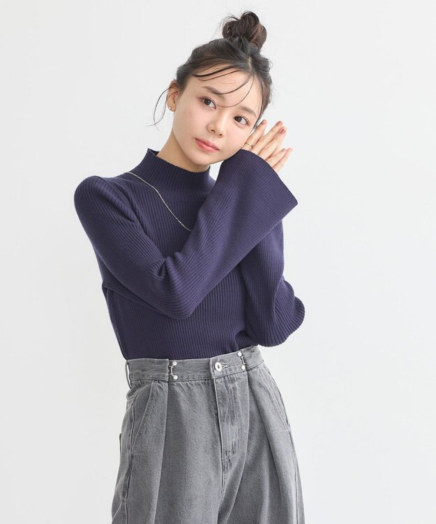 earth music&ecology フレアスリーブプルオーバー Navy