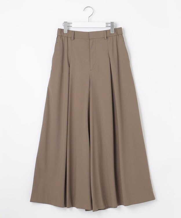 自由区 【XSサイズ～/洗える】ストレッチタイプライター ワイドパンツ ブラウン系