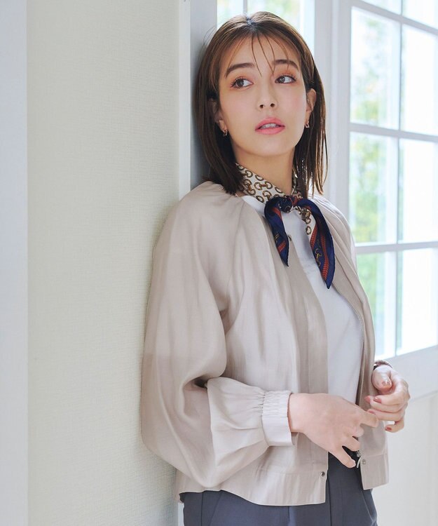 Tiaclasse 【新色追加・洗える】シアーブルゾン グレージュ