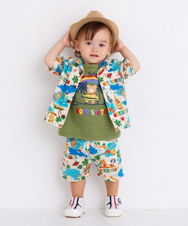 MIKI HOUSE HOT BISCUITS 【48-54cm】 麦わら風 中折れハット ブルー