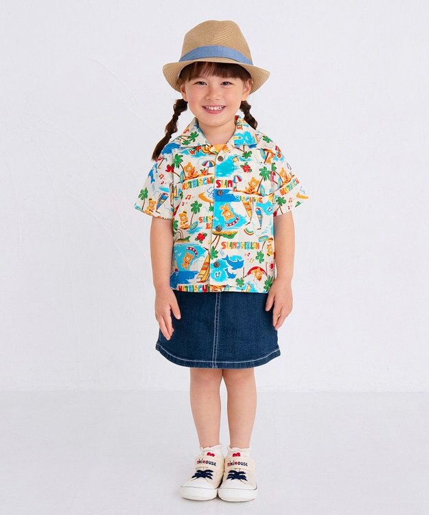 MIKI HOUSE HOT BISCUITS 【48-54cm】 麦わら風 中折れハット ブルー