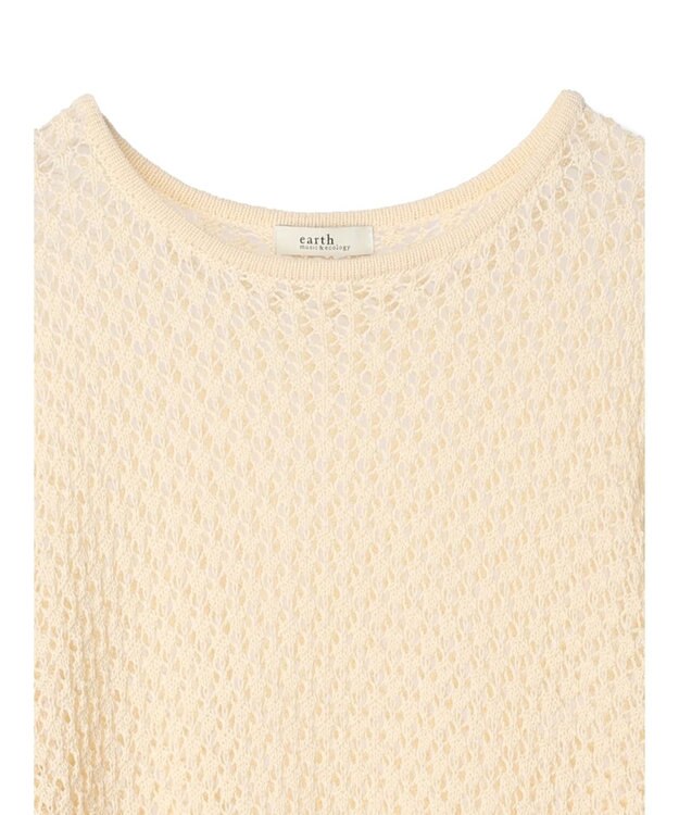 earth music&ecology メッシュ編みニットプルオーバー Ivory