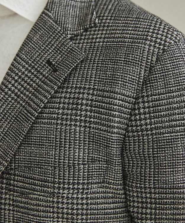 GOTAIRIKU 新柄【吸水速乾/ウォッシャブル】ノルマンディーリネン カーディガンジャケット＿グレンチェック柄 ブラック系4