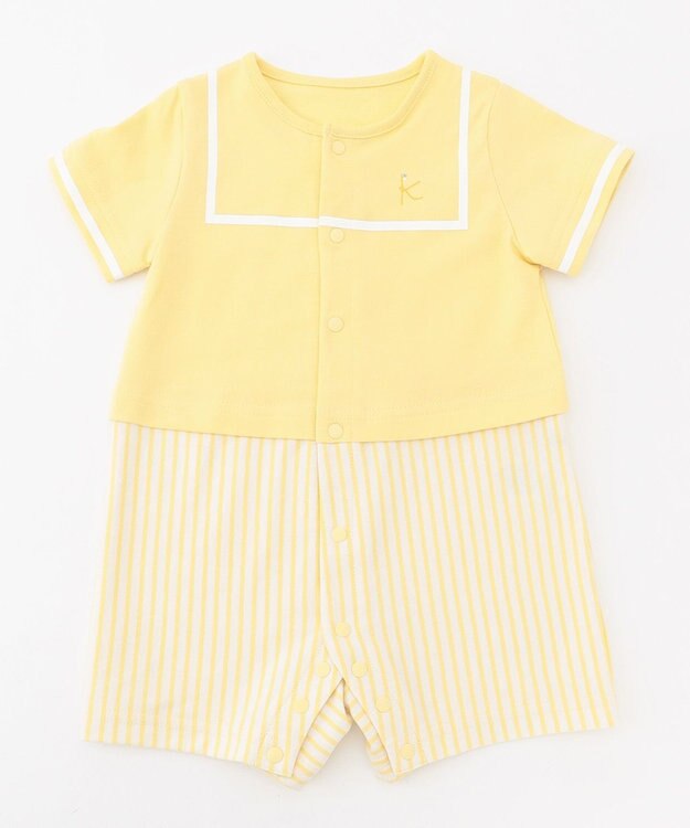 組曲 KIDS 【70cm】セーラーボーダー ロンパース イエロー系1