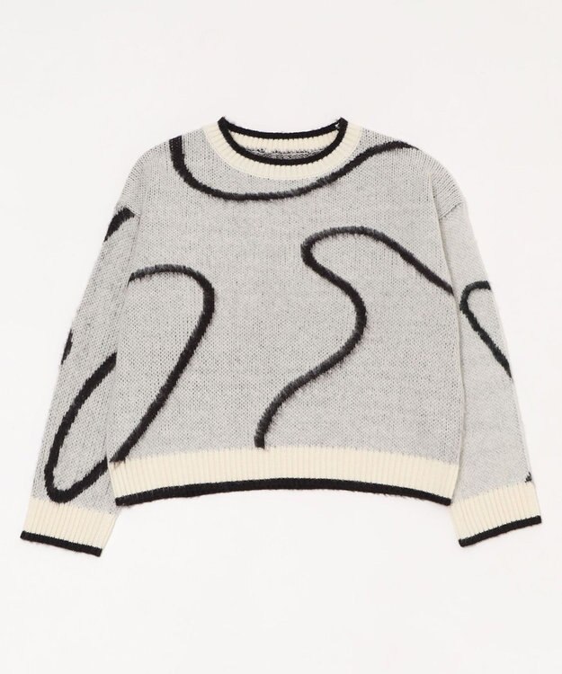 WEGO 【25年秋冬新作】ニュアンスライン配色プルオーバー オフホワイト