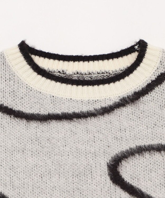 WEGO 【25年秋冬新作】ニュアンスライン配色プルオーバー オフホワイト