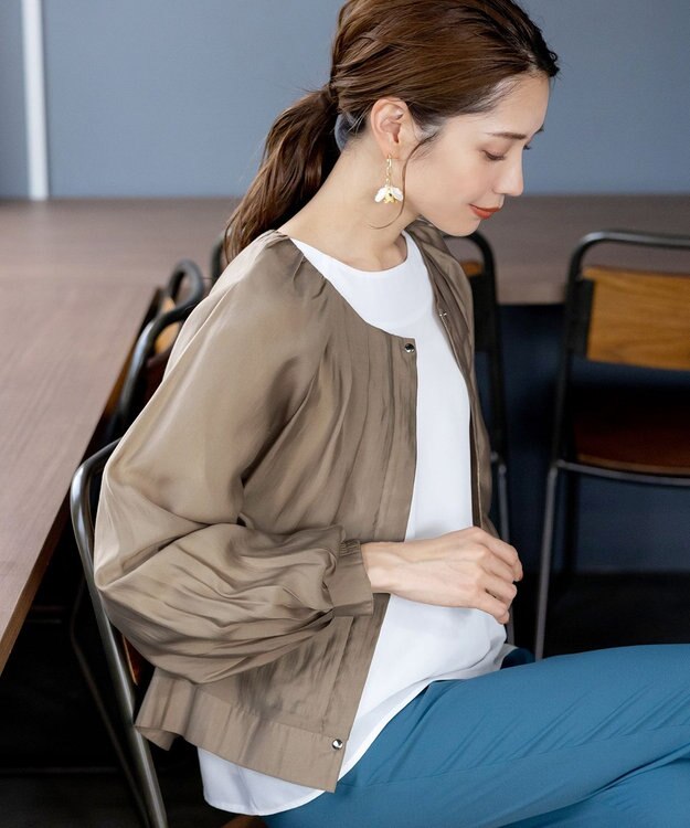 Tiaclasse 【新色追加・洗える】シアーブルゾン モカ