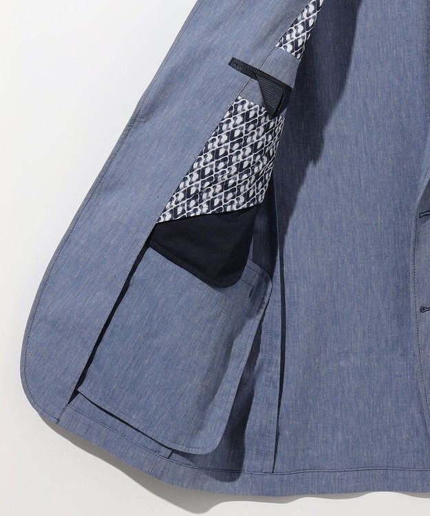 JOSEPH ABBOUD 【キングサイズ・清涼/ストレッチ】ストレッチリネンシャンブレー ジャケット サックスブルー系
