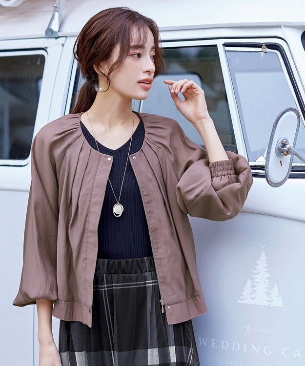 Tiaclasse 【新色追加・洗える】シアーブルゾン ピンクモカ