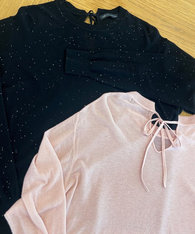 23区 S 【洗える】シアースパンコール ニット ピンクベージュ系