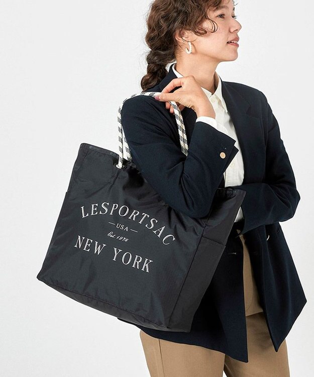 LeSportsac LARGE 2 WAY TOTE/ジェットブラック/プロビンシャル ジェットブラック/プロビンシャル