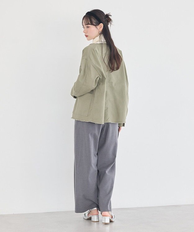 earth music&ecology 【綿100％】ノーカラーカバーオール Light Green