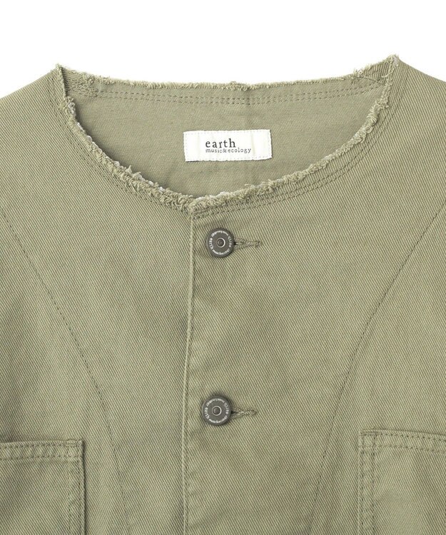 earth music&ecology 【綿100％】ノーカラーカバーオール Light Green