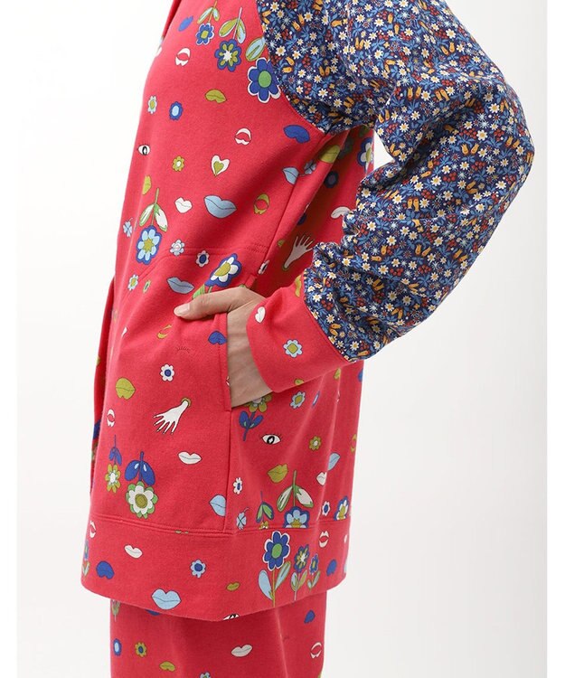 tsumori chisato SLEEP ツモリチサト パジャマ 長袖 長ズボン ルームウェア 綿100%(本体) ミニ裏毛素材 上下セット 前開き tsumori chisato SLEEP UDX553 /ワコール レッド