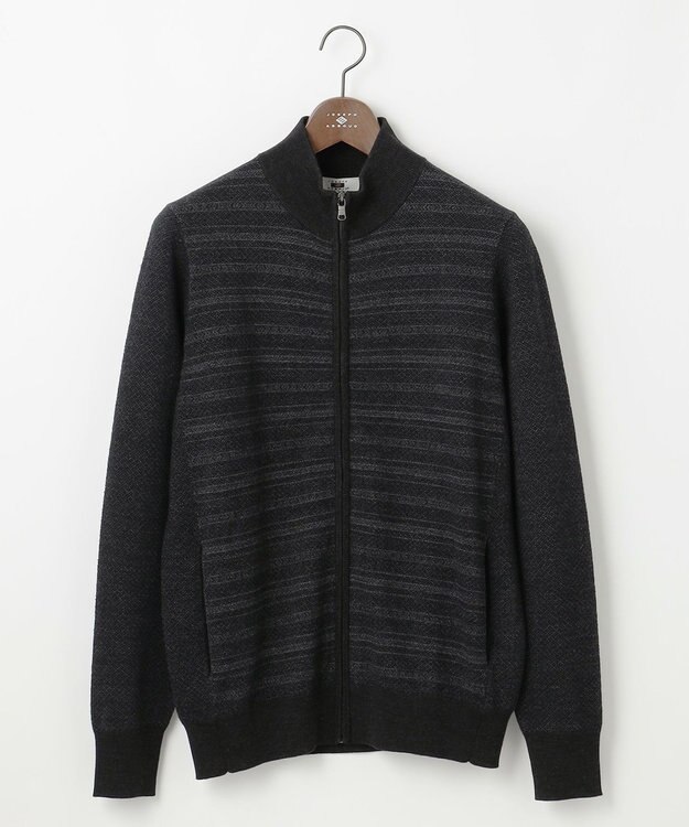 JOSEPH ABBOUD 【キングサイズ・洗える/軽い】シェニールヤーンジャカード ジップ ブルゾン グレー系