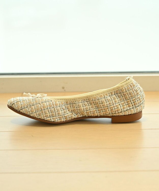 nouvelleRobe Oū 【本革・高反発】Round ラウンドトゥ ツイードバレエシューズ ベージュファブリック