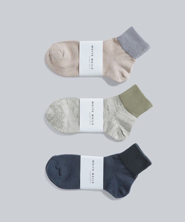 WHITE MAILS 【UNISEX】PAPER  COLOR BLOCK SHORT SOCKS ソックス ライトグレー