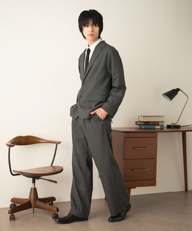 WEGO 【フォーマル/セットアップ対応】シングルテーラードジャケット グレーストライプ